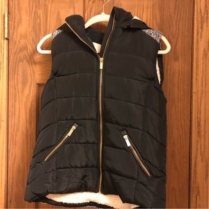 Charlotte Russe Sherpa Vest in Navy with Rose Gold Detail and Sweater Back.